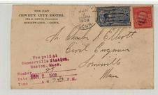Mr. Charles D. Elliott Civil EngineerSomerville, Mass 1908 The New Jewett City Hotel Front, Perkins Collection 1861 to 1933 Envelopes and Postcards